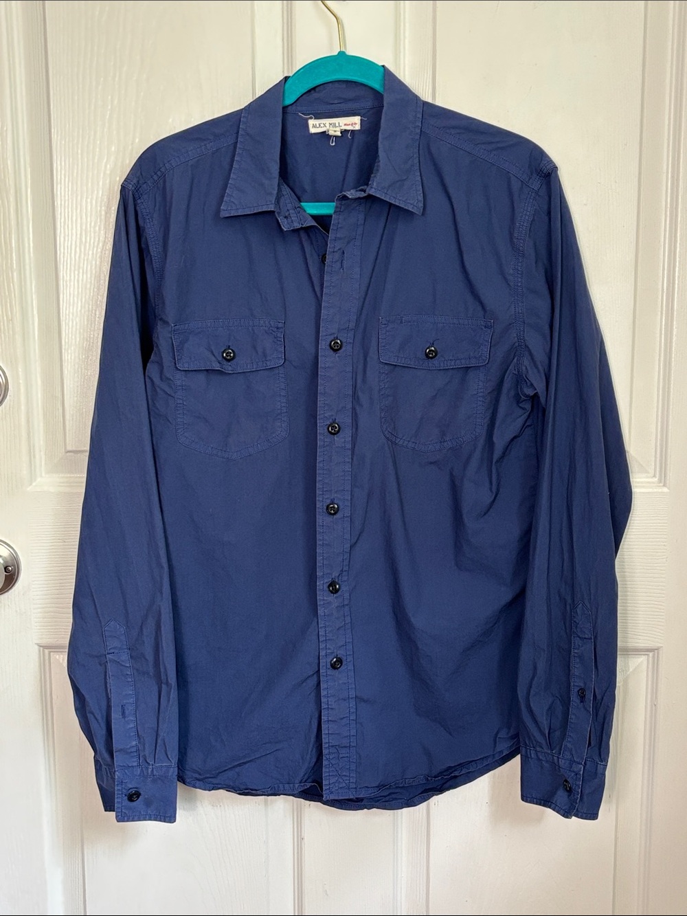 ALEX MILL Wash Go Blue Button-Front Long Sleeve Shirt Size Medium fading casual